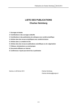 LISTE DES PUBLICATIONS Charles Heimberg