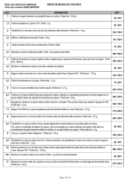 Liste de bijoux clients - 31.01.2015