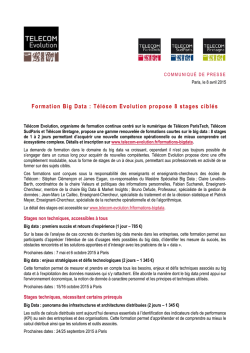 Formation Big Data : T&eacute;l&eacute;com Evolution propose 8 stages cibl&eacute;s