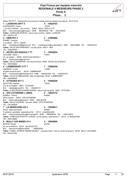 Les calendriers R4 Messieurs - Ligue du Nord/Pas-de