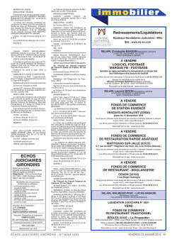 Immobilier du 22 janvier 2016 - Les Echos Judiciaires Girondins