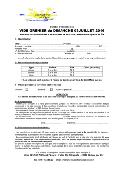 inscription vide grenier 3 juillet 2016 - comite des fetes saint