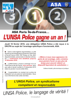 ASA Paris &Icirc;le-de-France... L`UNSA Police gagne un an!