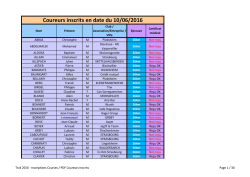 Liste d&eacute;finitive des coureurs inscrits en ligne et valid&eacute;s au 10 juin