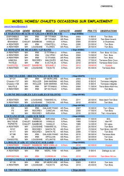 mobil homes/ chalets occasions sur emplacement