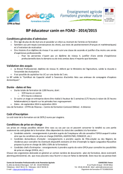 BP Educateur Canin en FOAD