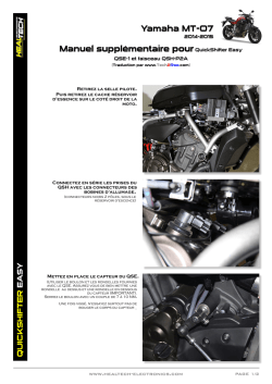 Yamaha MT-07 Manuel supplémentaire pour