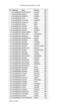 ADMISSION EN PREMI&Egrave;RE SECONDAIRE Septembre 2015 Liste d