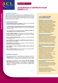 ASSURANCE EMPRUNTEUR IMMO LCL “vos questions