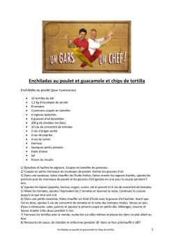 Enchiladas au poulet et guacamole et chips de tortilla