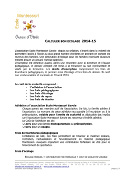 calculer son ecolage 2014-15 - Ecole Montessori Graine d &eacute;toile