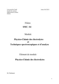Physico-Chimie des &eacute;lectrolytes