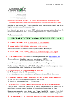 DECLARATION N° 2035 des REVENUS BNC 2013