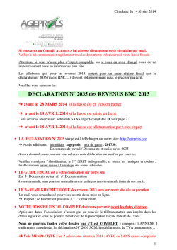 DECLARATION N&deg; 2035 des REVENUS BNC 2013
