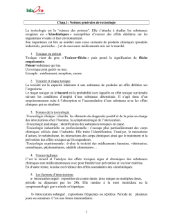 1 Chap.1: Notions générales de toxicologie La toxicologie