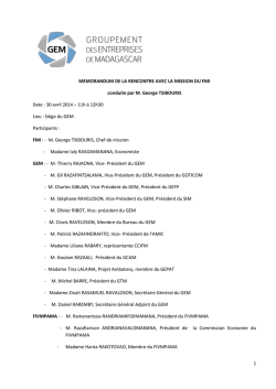 1 MEMORANDUM DE LA RENCONTRE AVEC LA MISSION DU FMI