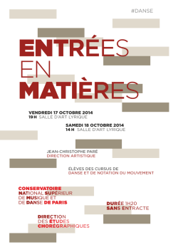 ENtrÉes en MAtières - Conservatoire national supérieur de musique