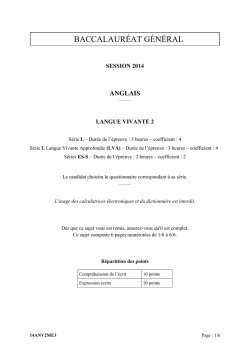 Anglais LV2 2014 - M&eacute;tropole Rattrapage