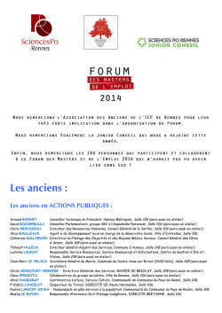 Nous remercions les 133 personnes qui participent et collaborent