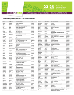 Liste des participants – List of attendees