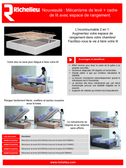 Nouveauté : Mécanisme de levé + cadre de lit avec espace de