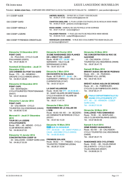 Calendrier des randonn&eacute;es cyclotouristes