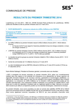 communique de presse resultats du premier trimestre 2014
