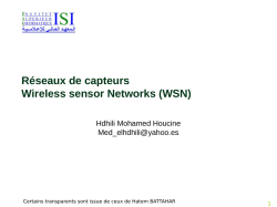R&eacute;seaux de capteurs Wireless sensor Networks (WSN)