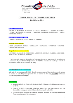 COMPTE RENDU DU COMITE DIRECTEUR Du 6 f&eacute;vrier 2014