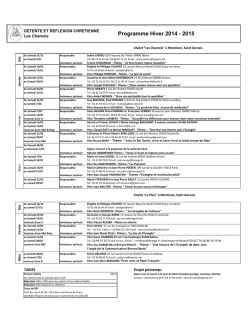Programme Hiver 2014 - 2015 - sejourmontagnechretien.org
