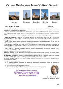 mars 2015 - Dioc&egrave;se de Cambrai