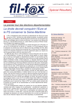 Sp&eacute;cial R&eacute;sultats La droite devrait conqu&eacute;rir l`Eure et le PS
