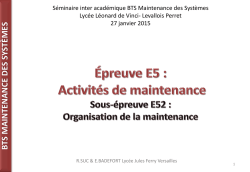 La sous-épreuve E52 organisation de maintenance