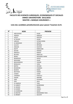 master banque assurance - Faculté des Sciences Juridiques