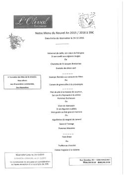 !` Notre Menu du Nouvel An 2015 / 2016 à 39€