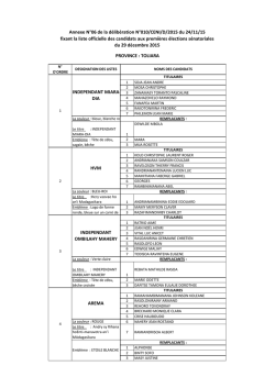 Annexe N&deg;06 de la d&eacute;lib&eacute;ration N&deg;010/CENI/D/2015 du 24/11/15