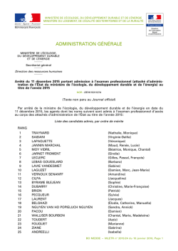 Arr&ecirc;t&eacute; du 11 d&eacute;cembre 2015 - Bulletin Officiel