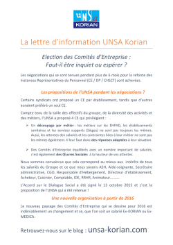 La lettre d`information UNSA Korian
