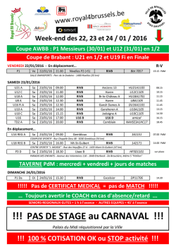 !!! PAS DE STAGE au CARNAVAL !!!