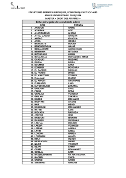Liste principale des candidats admis