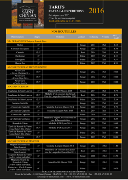 T&eacute;l&eacute;charger le tarif 2015 de nos vins T&eacute;l&eacute;charger le tarif 2016 de