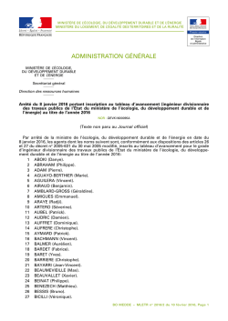 Arr&ecirc;t&eacute; du 8 janvier 2016 - Bulletin Officiel