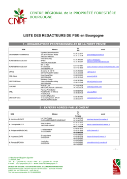 LISTE DES REDACTEURS DE PSG en Bourgogne