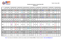 Calendrier des Examens : Session Mars2016 Semestre 66 NB