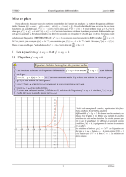 Mise en place I Les &eacute;quations y&prime; + ay = 0 et y&prime; + ay = b