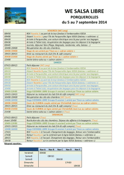 Calendrier des compétitions 2015