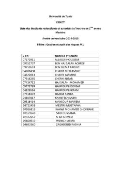 C I N NOM ET PRENOM 07172911 ALLAGUI HOUSSEM