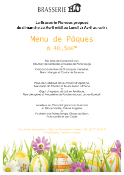 MENU DE PAQUES FLO METZ 2014