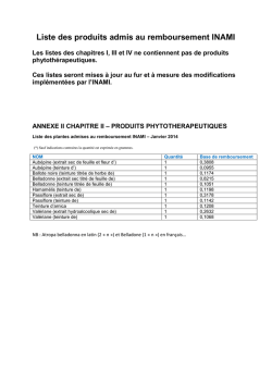 Liste des produits admis au remboursement INAMI