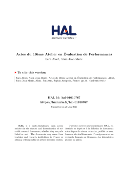 Actes du 10&egrave;me Atelier en &Eacute;valuation de Performances - HAL